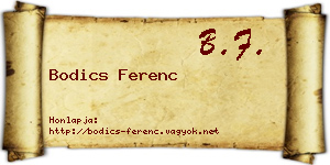 Bodics Ferenc névjegykártya